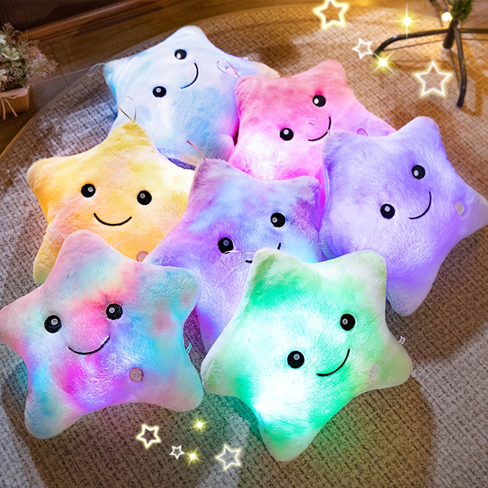 AKKUN Purple Glow in the Dark Star Plush Toy, Adorable Soft Star Shaped Stuffed Animal, Woven Polyester, Magical Nightlight, with Ideal Gift for Star Lovers and Cozy Spaces
